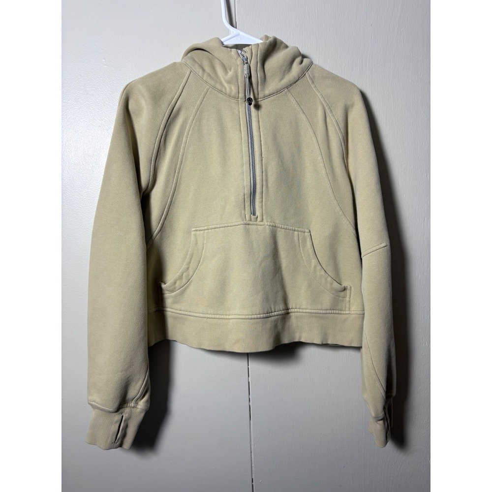 Lululemon Scuba Oversized Half Zip Hoodie Tan Beige XS/S Cropped Sweatshirt
